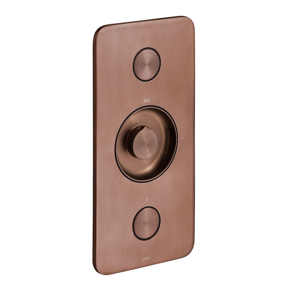 Cutout image of Vado Zone Brushed Bronze Dual-Outlet Thermostatic Shower Valve